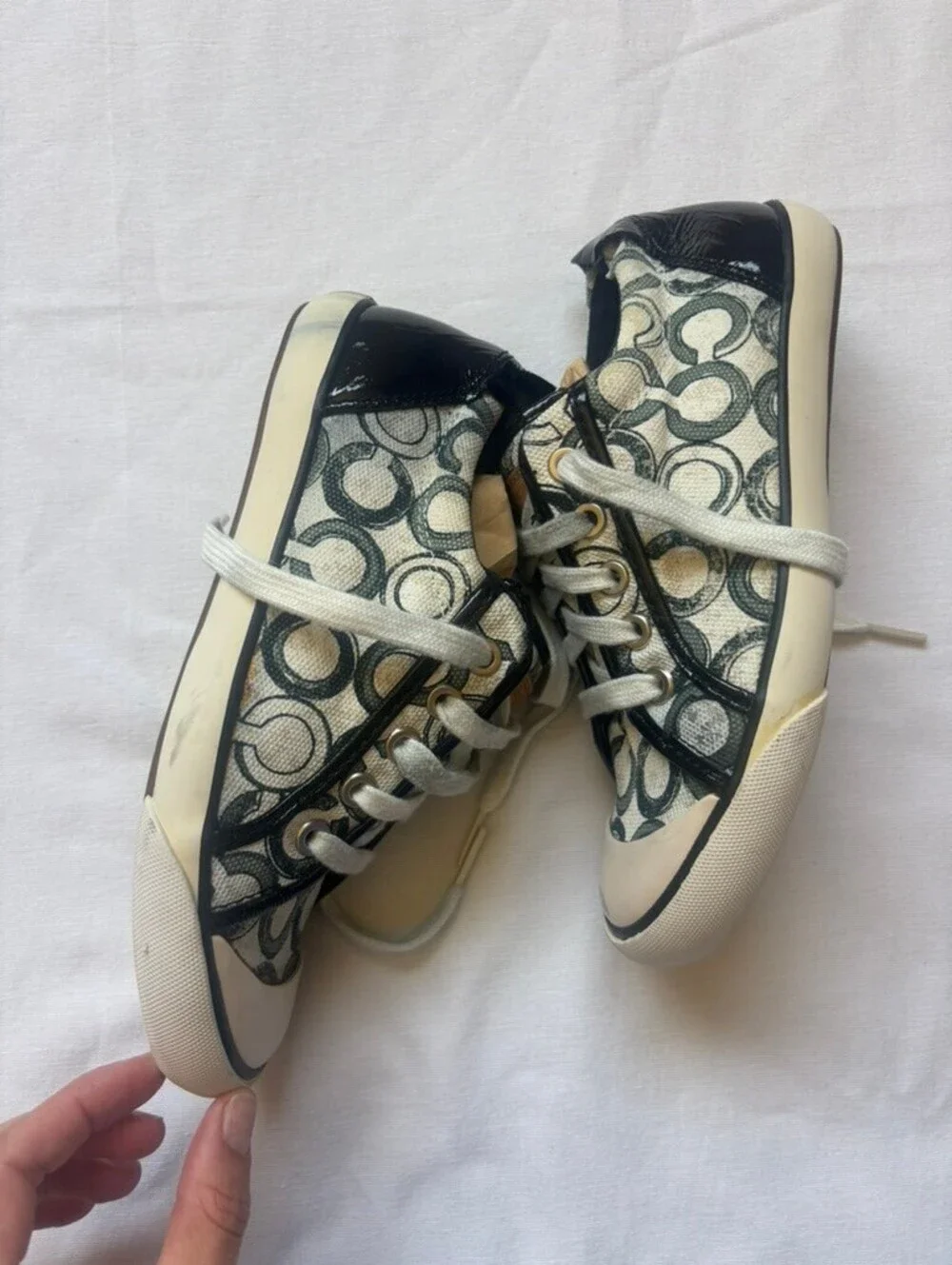 Coach black and white classic low top sneakers- womens size 6